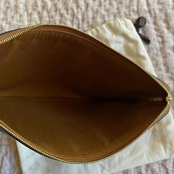 Celine Black and Brown Logo Clutch